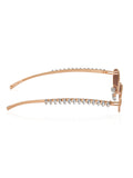 Celebrity Brown Gold-Toned Metal Rimless UV Protected  Oval Luxe Sunglasses For Women CL113BR