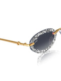 Celebrity Black Gold-Toned Metal Rimless UV Protected  Crystal Sunglasses For Women CL127SL-BK