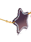 Celebrity Purple Gold-Toned Metal Rimless UV Protected  Star Crystal Sunglasses For Women CL131PR