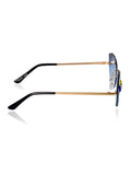 Celebrity Blue Gold-Toned Metal Rimless UV Protected  Crystal Edge Sunglasses For Women CL141BL