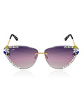 Celebrity Pink Gold-Toned Metal Rimless UV Protected  Crystal Edge Sunglasses For Women CL143PK