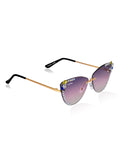 Celebrity Pink Gold-Toned Metal Rimless UV Protected  Crystal Edge Sunglasses For Women CL143PK