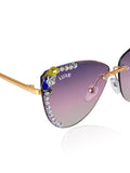 Celebrity Pink Gold-Toned Metal Rimless UV Protected  Crystal Edge Sunglasses For Women CL143PK