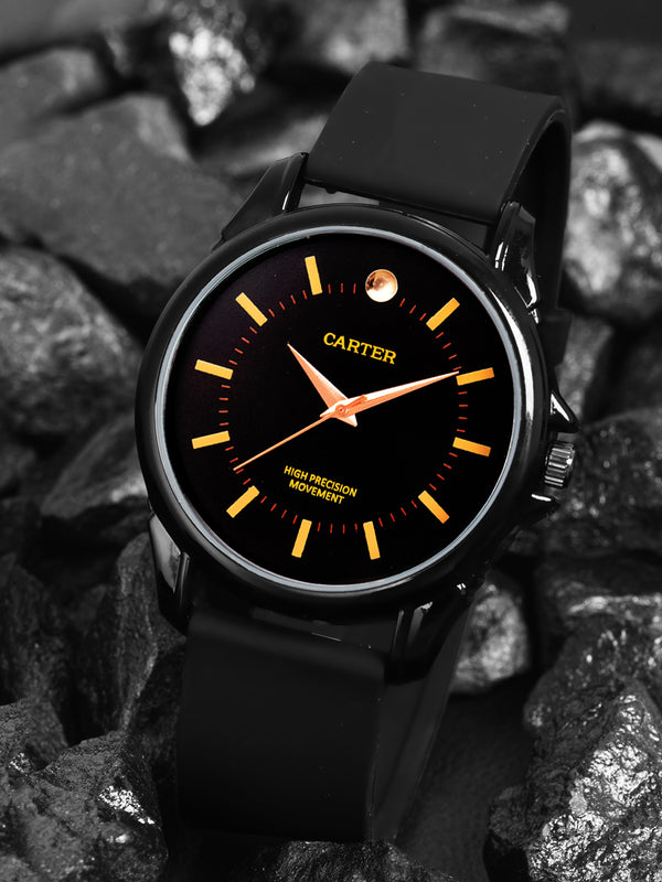 Sandy D Carter Silicon Black Analogue Round Watches for Men_SDC24-94-BK