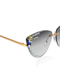 Celebrity Black Gold-Toned Metal Rimless UV Protected  Crystal Edge Sunglasses For Women CL140BK