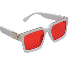 Celebrity White Plastic Frame With Red UV Protected Lens Rectangular Sunglasses for Men & Women_EDDY-03