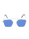 Prime Blue Geometric Hexagonal One Size Metal UV Sunglasses-OL104BL