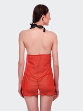 Fleurt Red Spendex Net Baby Doll Dress for Women HOBF-BD-142-NEW-RD
