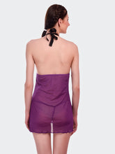 Fleurt Purple Spendex Net Baby Doll Dress for Women HOBF-BD-142-NEW-PR