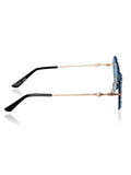 Celebrity Black Gold-Toned Metal Rimless UV Protected  Heart Crystal Sunglasses For Women CL101BK