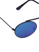 Celebrity Full Rim Black Metal Frame With Blue UV Protected Lens oval Sunglasses for Men & Women_5716402