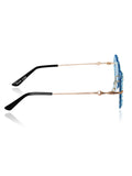 Celebrity Blue Gold-Toned Metal Rimless UV Protected  Heart Crystal Sunglasses For Women CL102BL
