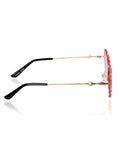 Celebrity Pink Gold-Toned Metal Rimless UV Protected  Heart Crystal Sunglasses For Women CL104PK