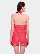 Fleurt Rose Pink Spendex Net Baby Doll Dress for Women HOBF-BD-142-RPK