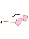 Celebrity Pink Gold-Toned Metal Rimless UV Protected  Luxe Rim Sunglasses For Women CL109PK