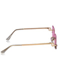 Celebrity Pink Gold-Toned Metal Rimless UV Protected  Crystal Curve Sunglasses For Women CL165PK