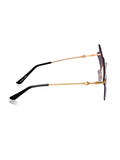 Celebrity Black Gold-Toned Metal Rimless UV Protected  Star Crystal Sunglasses For Women CL128BK