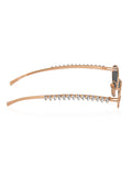 Celebrity Black Gold-Toned Metal Rimless UV Protected  Oval Luxe Sunglasses For Women CL111BK