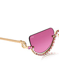 Celebrity Pink Gold-Toned Metal Rimless UV Protected  Crystal Curve Sunglasses For Women CL165PK