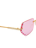 Celebrity Pink Gold-Toned Metal Rimless UV Protected  Luxe Rim Sunglasses For Women CL109PK