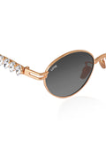 Celebrity Black Gold-Toned Metal Rimless UV Protected  Oval Luxe Sunglasses For Women CL111BK