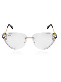 Celebrity Clear Gold-Toned Metal Rimless UV Protected  Crystal Edge Sunglasses For Women CL144TP