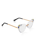 Celebrity Clear Gold-Toned Metal Rimless UV Protected  Crystal Edge Sunglasses For Women CL144TP