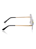 Celebrity Clear Gold-Toned Metal Rimless UV Protected  Crystal Edge Sunglasses For Women CL144TP