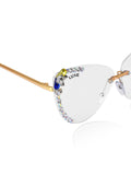 Celebrity Clear Gold-Toned Metal Rimless UV Protected  Crystal Edge Sunglasses For Women CL144TP