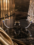 Celebrity Clear Gold-Toned Metal Rimless UV Protected  Crystal Edge Sunglasses For Women CL144TP