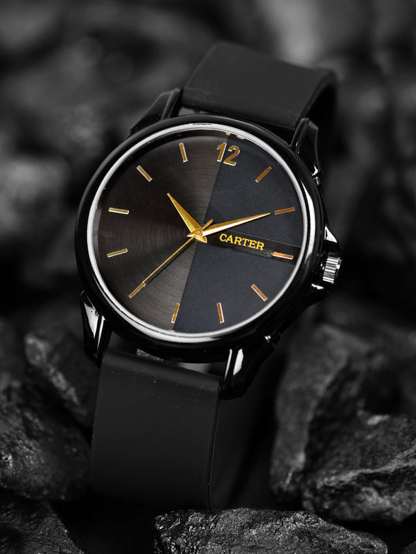 Sandy D Carter Silicon Black Analogue Round Watches for Men_SDC24-99-BK