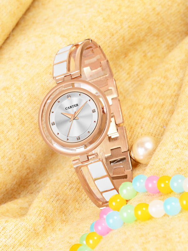 Sandy D Carter Metal White Analogue Round Watches for Women_Sandy D Carter-200-WH