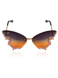 Celebrity Green Gold-Toned Metal Rimless UV Protected  Butterfly Wing Sunglasses For Women CL174GD-GR