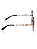 Celebrity Green Gold-Toned Metal Rimless UV Protected  Butterfly Wing Sunglasses For Women CL174GD-GR