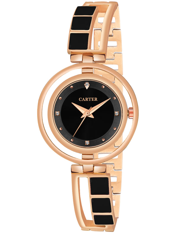 Sandy D Carter Metal Black Analogue Round Watches for Women_Sandy D Carter-201-BK