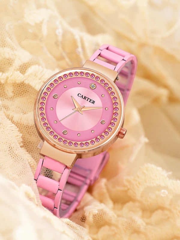 Sandy D Carter Metal Pink Analogue Round Watches for Women_Sandy D Carter-138-PK