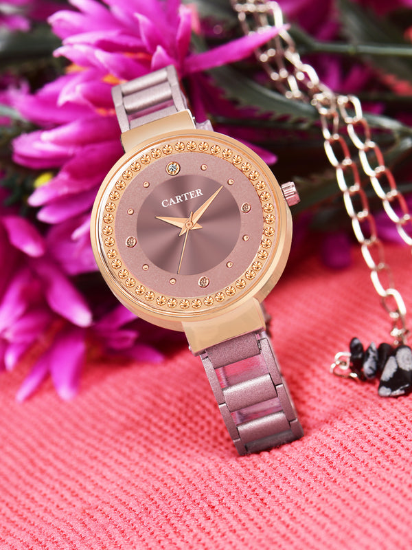 Sandy D Carter Metal Brown Analogue Round Watches for Women_Sandy D Carter-140-CP