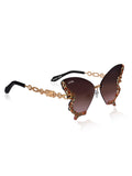Celebrity Pink Gold-Toned Metal Rimless UV Protected  Butterfly Wing Sunglasses For Women CL122GD-PK