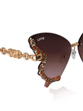 Celebrity Pink Gold-Toned Metal Rimless UV Protected  Butterfly Wing Sunglasses For Women CL122GD-PK