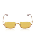 Celebrity Yellow Gold-Toned Metal Rimless UV Protected  Crystal Frame Sunglasses For Women CL173YL