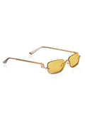 Celebrity Yellow Gold-Toned Metal Rimless UV Protected  Crystal Frame Sunglasses For Women CL173YL