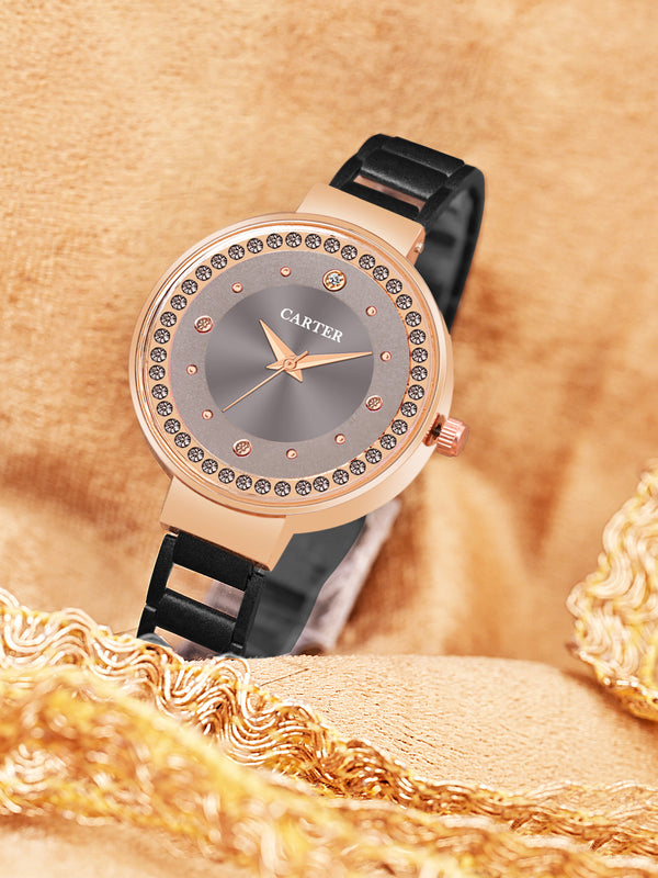 Sandy D Carter Metal Grey Analogue Round Watches for Women_Sandy D Carter-139-GRY