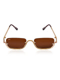 Celebrity Brown Gold-Toned Metal Rimless UV Protected  Crystal Frame Sunglasses For Women CL170BR