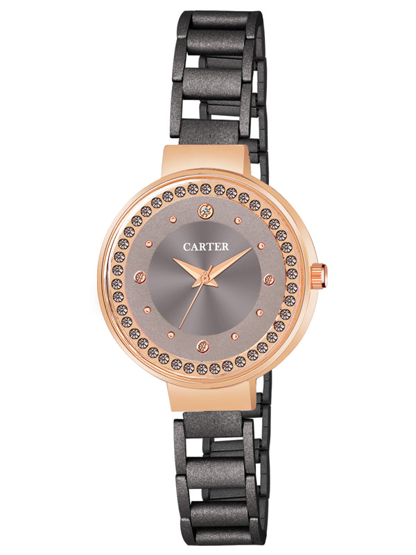 Sandy D Carter Metal Grey Analogue Round Watches for Women_Sandy D Carter-139-GRY