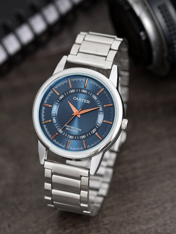 Sandy D Carter Metal Blue Analogue Round Watches for Men_SDC24-106-BL