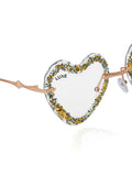 Celebrity Clear Gold-Toned Metal Rimless UV Protected  Heart Crystal Sunglasses For Women CL105TP
