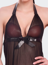Fleurt Black Spendex Net Baby Doll Dress for Women HOBF-BD-142-NEW-BK