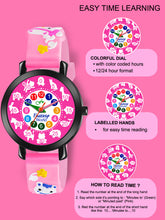 Fantasy World Pink 3D Print Rubber Strap Time Teacher Analog Watch Boys & Girls FW-25-BK-11