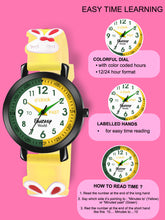 Fantasy World Yellow 3D Print Rubber Strap Time Teacher Analog Watch Boys & Girls FW-25-BK-13