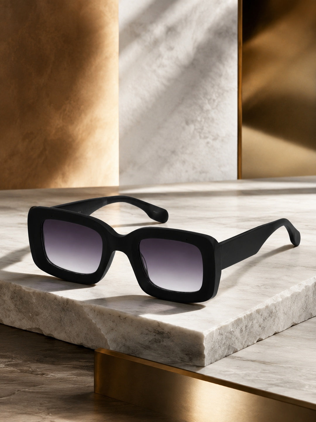 Prime Black Square One Size Plastic UV Sunglasses-OL105BK